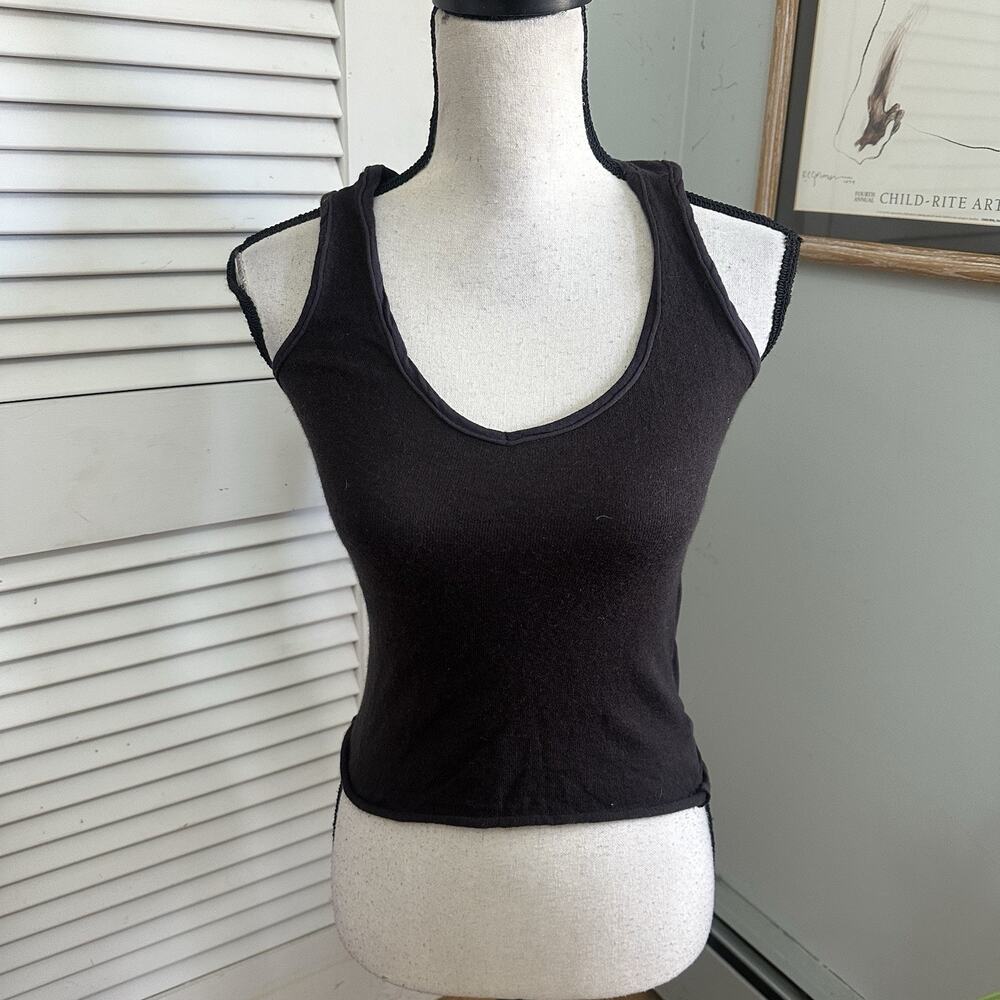 Kristensen Du Nord Tank Top 1 US 4 Black Cashmere Blend V-Neck Minimalist Chic